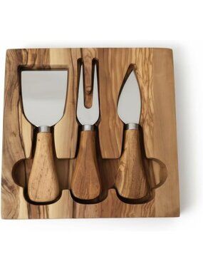 Premium Cheese Knives Set with Olive Wood Holder | Stainless Steel for
